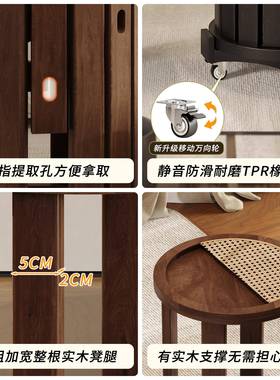 实木子用可叠放家用餐桌板凳创意圆凳凳中古风藤编备LTB叠叠乐组