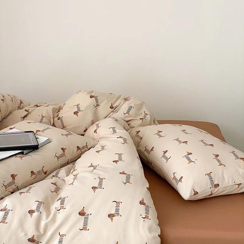 A类天母小婴全棉针织棉四件套纯棉竺春夏棉清新床单被套床上YF-00