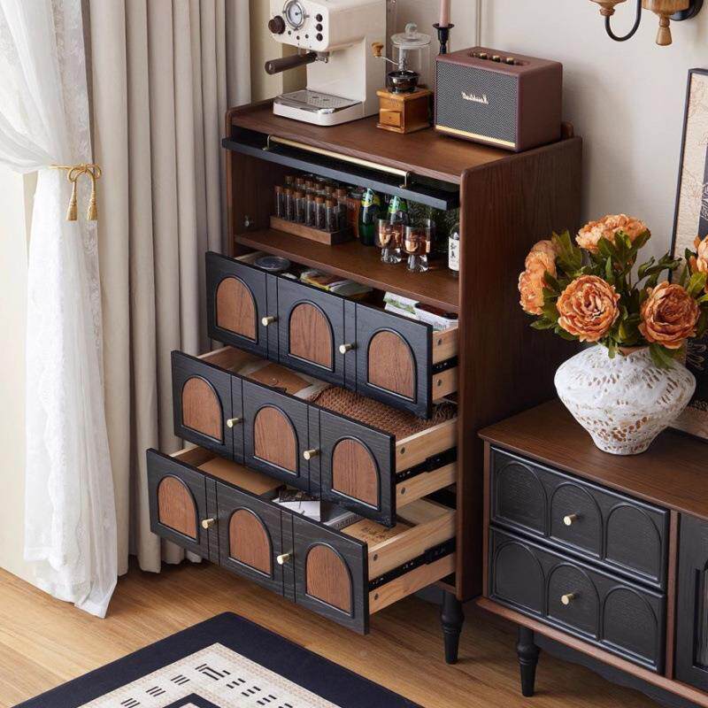 新款式复古实木斗柜客厅靠墙电视法柜小拼色边柜网BVF旁红尾卧室
