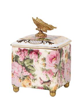 顿庄园美式储粉红色盖盒带盖高家居装饰端盒家用储东物H224-PK-罐