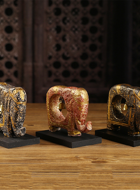 桌面小摆件泰g国风格工艺品大象客厅电视柜木制装饰东南亚风情摆