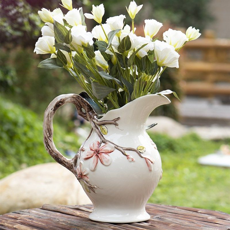 方亚陶瓷彩绘浮雕k花鸟大号水罐花瓶饰品家居礼品新房装饰摆件礼,家居饰品,花瓶,淘宝优惠券,粉丝福利购,淘宝优惠卷