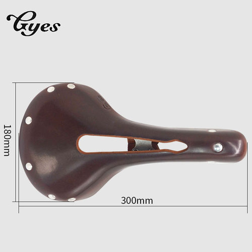 GYES牛皮自行车坐垫复古车折叠车鞍座牛F皮座垫单车中空透气GS 06