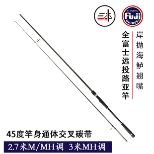 三本鲈猎2.7 MH调直柄远投路亚竿全富士海鲈V翘嘴铁板路亚杆 3米M
