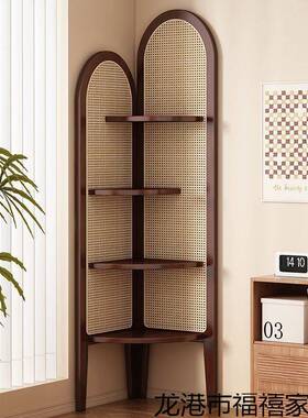 复古三转角柜客厅墙置拐角纳展示物收卧室M3360非实发木藤编储物