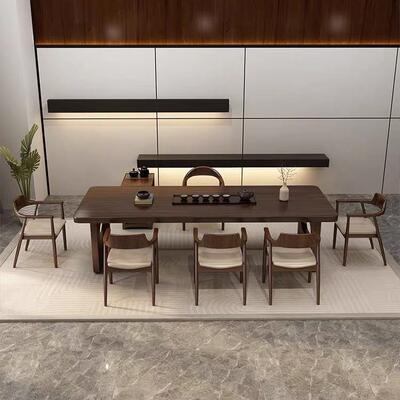 新中式实木茶桌实木公室大板泡茶茶桌椅办组实无品牌/合茶楼茶室