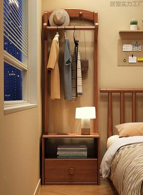 实衣架落木地卧室PPY物衣帽架床头柜一体简易挂储衣架家用物柜置