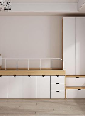 高床带柜小户型儿VAH童高箱衣柜组半合多侧功能榻榻米床柜床一体