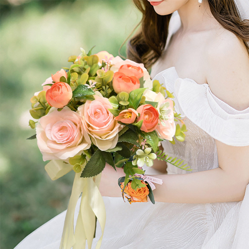 韩式新娘手捧花束仿真花摆件 结婚领证把花婚房假花装饰拍摄道具