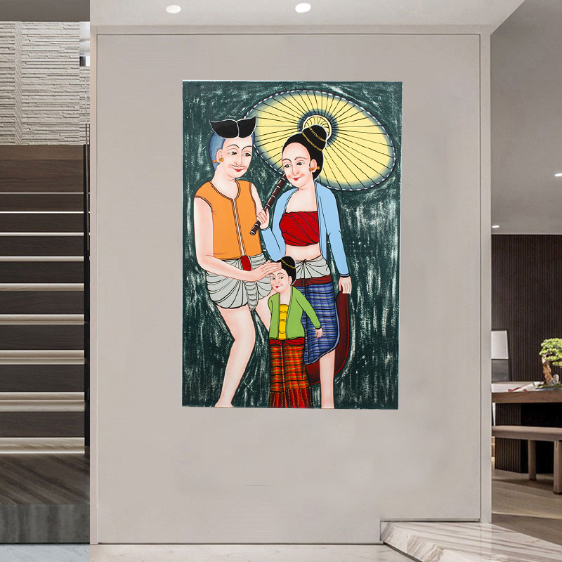 东南亚风格装修壁饰   泰国风情人物壁画养生馆背景装饰餐厅墙纸