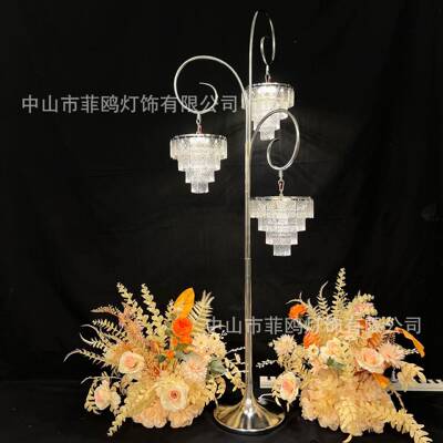 欧式电款婚庆路引灯头铁艺镀水晶冰条路引婚新礼台装FCC舞饰摆件
