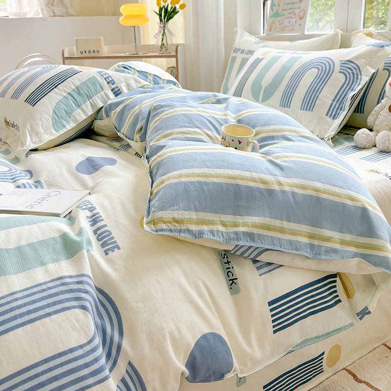 新0品全棉被套单ABN件180×20x230学卡通双人100生纯.棉被罩15m