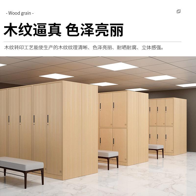 钢制木纹更衣柜员工宿舍铁皮柜储物柜浴室健身房存包柜子拆装带锁