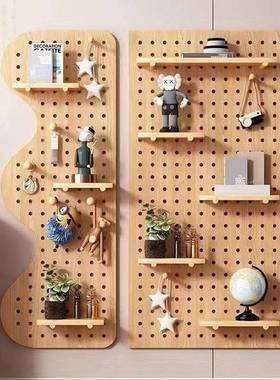 搭配实墙木挂板入户关洞HOI洞玄板墙面置架墙上隔板收纳架壁展示