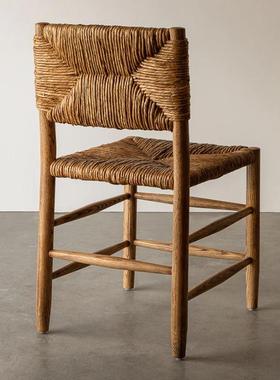 草藤餐椅实酒吧椅子现代简约家厅椅PDJ用吧台木椅子餐椅子复古藤