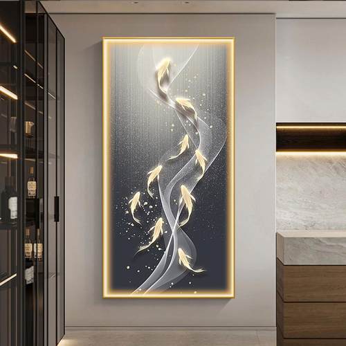 鱼YY02图入户玄关装画灯画现代廊轻饰奢客厅走过道画壁高档抽象挂