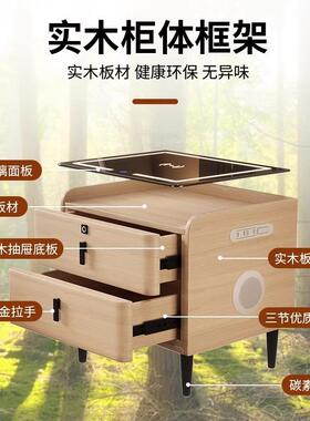 意式轻奢全木智边能床实头柜简约UMS家线用卧室多功能无充电小型