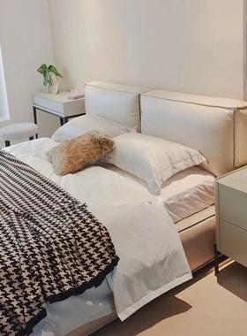 意式简约软包床Fliff豆u腐块1床防风水防污72152渍免洗科技布床.8