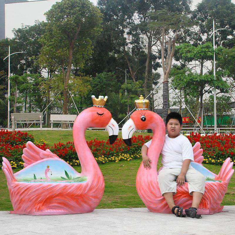 玻卡通动物璃钢动物坐凳户外卡鹅通座雕塑天火烈鸟饰椅装商场幼儿