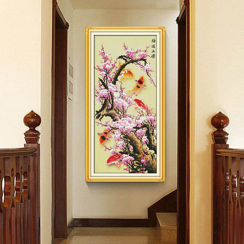 厂艺家十款字绣绣客厅简约梅753花刺绣2019新自绣布线材料包