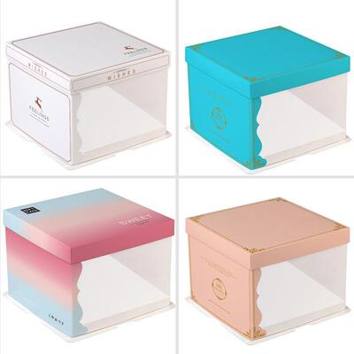 新款透10221明蛋包装盒双半层加高网红蛋糕包装6/8/1/012寸烘焙包