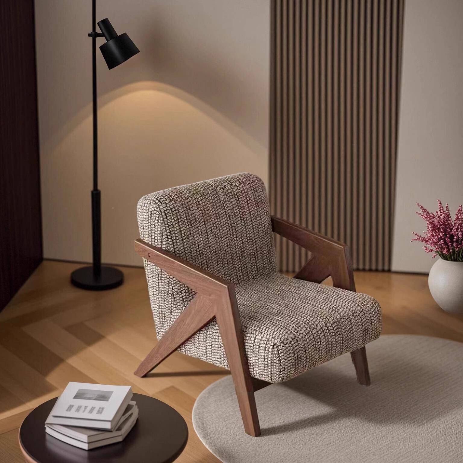 中式木中古风待实客厅单8523249人休闲沙发椅古典民宿酒店新客厅