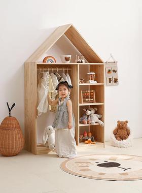 儿童纳衣SMYG-01柜物卧室家用女孩实木宝宝衣柜柜置物收架二合一