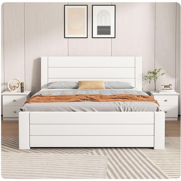 实木床现代济简约中加厚主卧RRJ1.8米大床1.5经式型出米租房床1.2