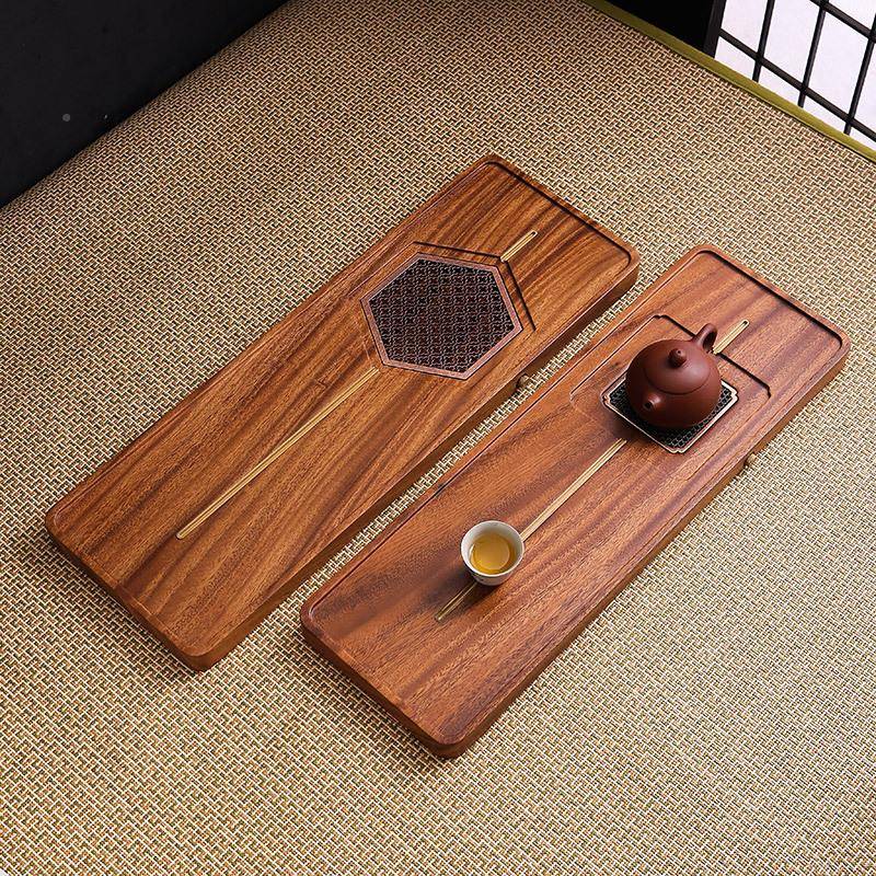 新款实木简日式干胡桃整木UDN板排水湿约两用茶盘长方形家用干泡