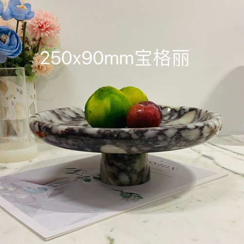跨境欧式风天然大理石洞石水果点心盘装饰盘茶几样板间售楼处摆件