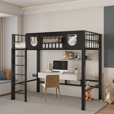 铁艺桌复式高架复式二楼床床组YTO合单上层床小户型阁楼上床下空