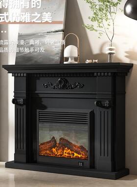 美式黑色电子取壁WWM炉饰装饰柜真火电子壁暖炉仿法式壁炉柜装靠