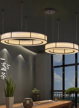 中QVI式饭店厢餐厅酒店程布艺灯圆形工圈圈吊灯茶包室客厅灯具大
