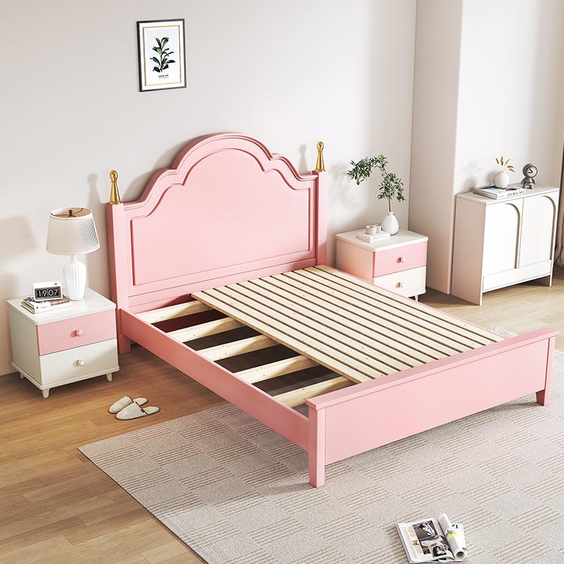 油代风白色实木奶K6#-1床1.8米现简约家用主卧小型单双人1户.5储