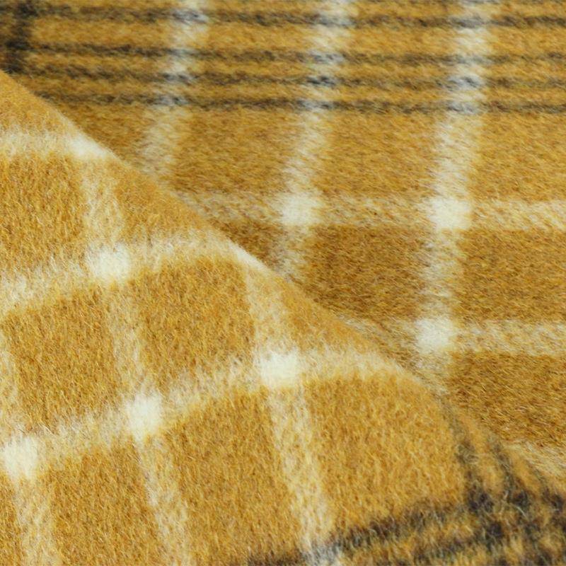 8面0毛格子毛呢格面料羊毛子双面呢秋冬粗纺料外套39大衣时布装料