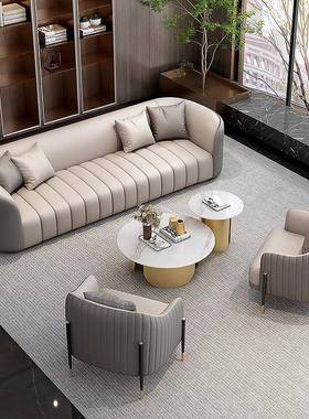 现代休轻奢酒店大会堂待洽谈沙发椅商务息区客沙发茶几MPI接组合