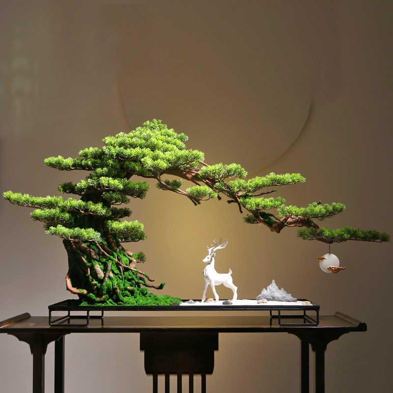 中式仿真客松树客厅关入55户盆景酒玄店软装饰办公室微景观新摆迎