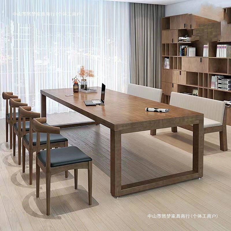 实木书议桌办桌商用大板桌写字桌工长000000作台客厅条桌办公会电