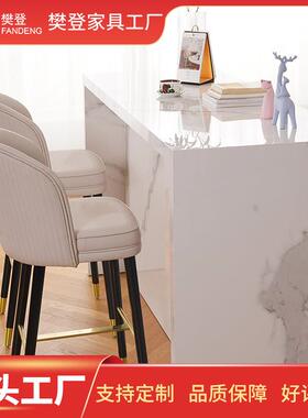 轻吧奢吧椅家AWI用软台高脚凳现代简座约靠背凳极简酒吧前台高脚