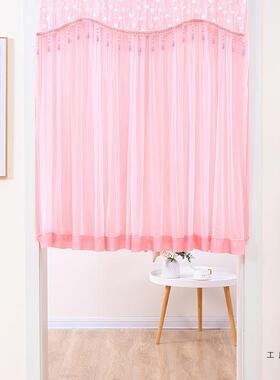 蕾GSV丝门帘免打孔人伸缩杆半帘帘透光不透卧室隔断卫帘生间遮纱