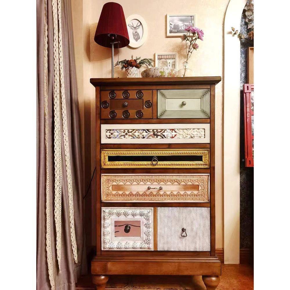 L6YA4L美式MDK3017实储木五柜客厅关柜复古阳斗台物柜卧室收纳柜