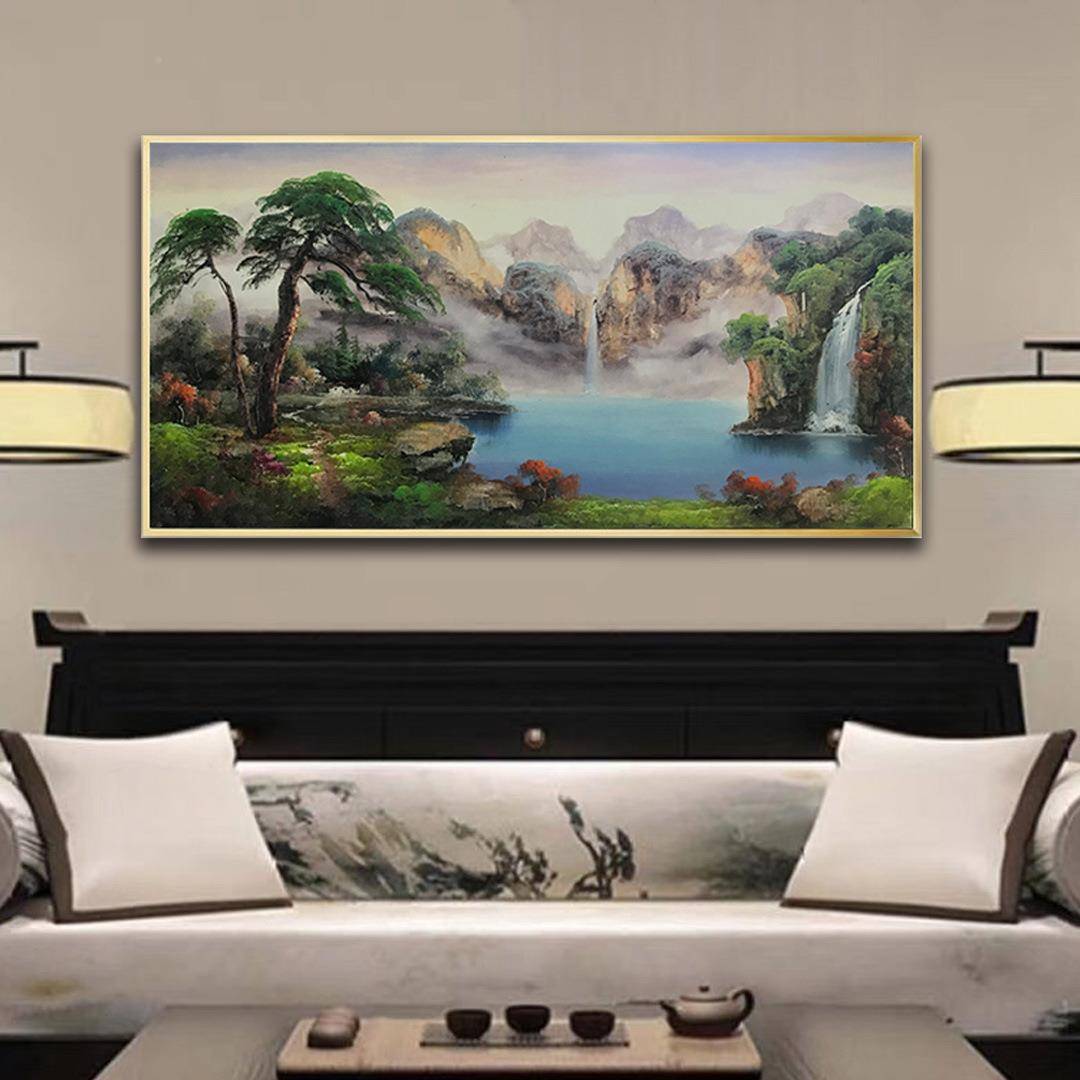 BYH42东工厂直销客厅式装玄关饰画山水画家居民俗纯绘油画手新中
