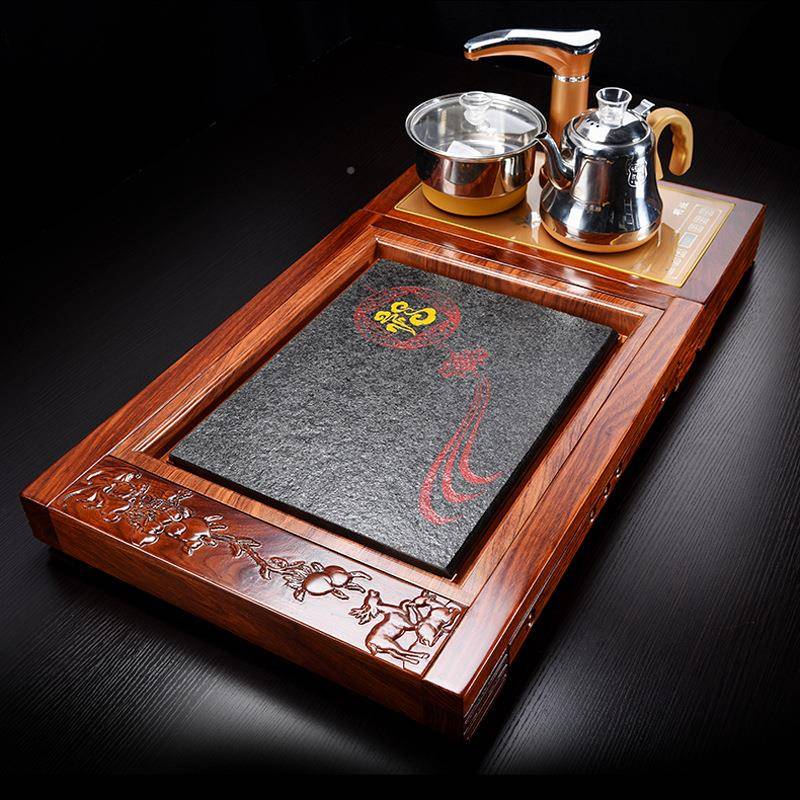 茶桌茶烧水壶入式全动上水鸡翅748实木具架子茶台茶几电磁自炉嵌