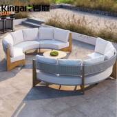 户外发柚木庭院露台休663闲度村酒假室外卡座店藤编沙沙发花园家