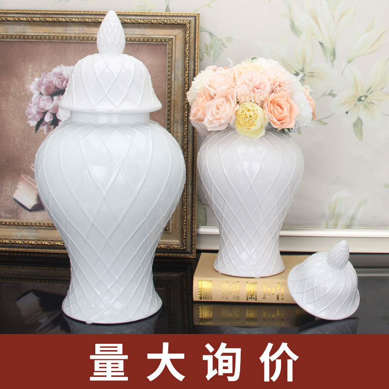 北欧轻奢将军罐陶瓷花瓶摆件