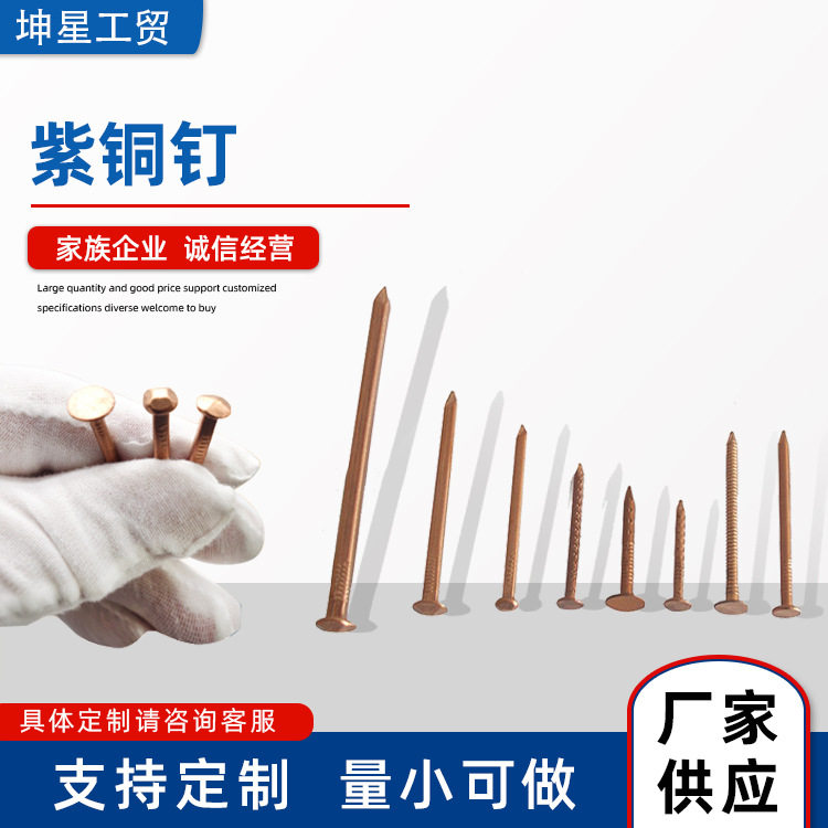 厂家批发紫铜钉 镀锌加工铁钉 木工用钉子 五金件铜钉多规格