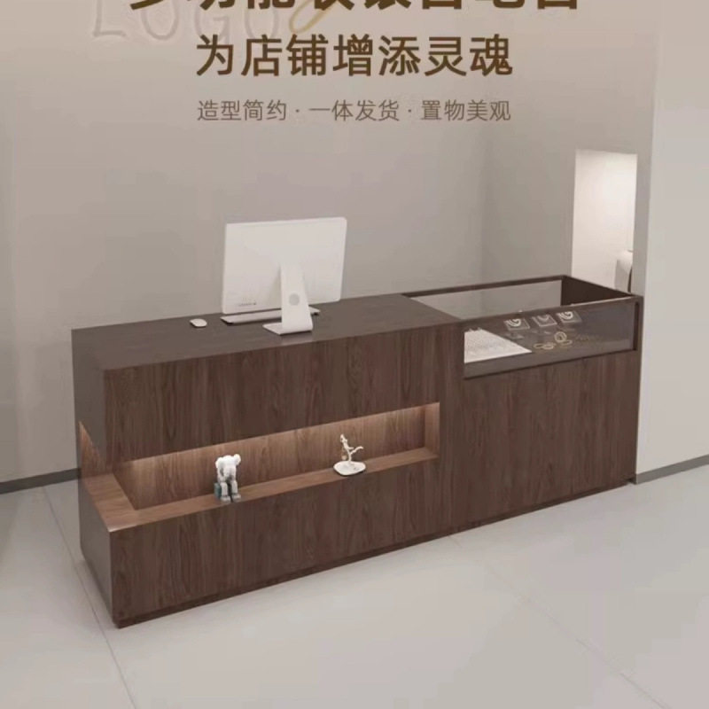 简约现代服装店吧台饰品店收银台展示柜咨询柜台玻璃前台接待加厚