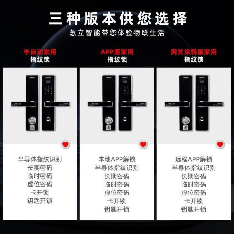 C半自动智能门C级锁芯指纹MI811锁电子锁家锁用门锁防盗锁NF密码