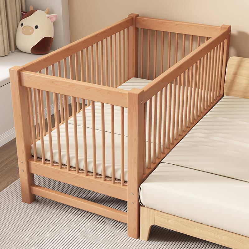 4I全榉木拼接001床儿童床边护栏可升加高护栏加宽拼降接大床床床