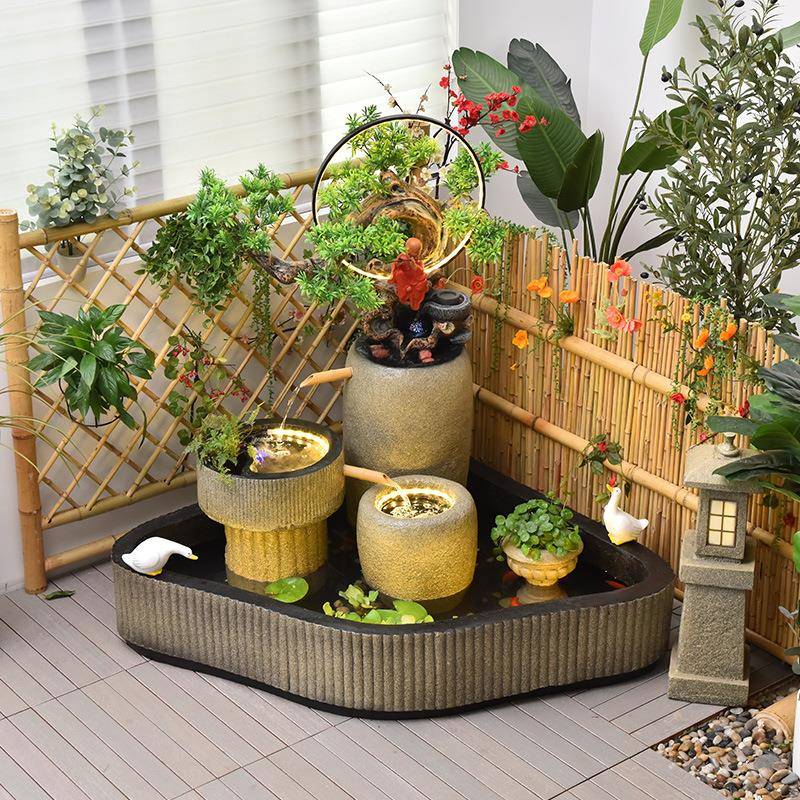 入喷户玄关假山流418水饰泉鱼池造景室内阳庭台花园装户外院水景